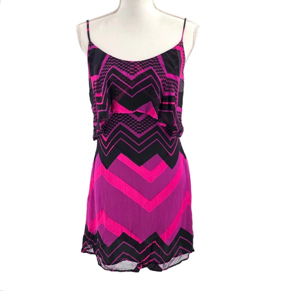 Charlie Jade Womens Size Small Spaghetti Strap Silk Blend Tiered Slip Dress - Picture 1 of 9